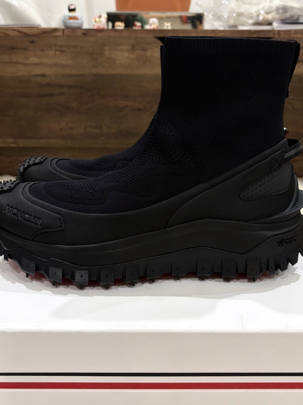 Moncler Trailgrip Knit Sock High Top Sneaker - Black 43eu - Picture 5 of 14
